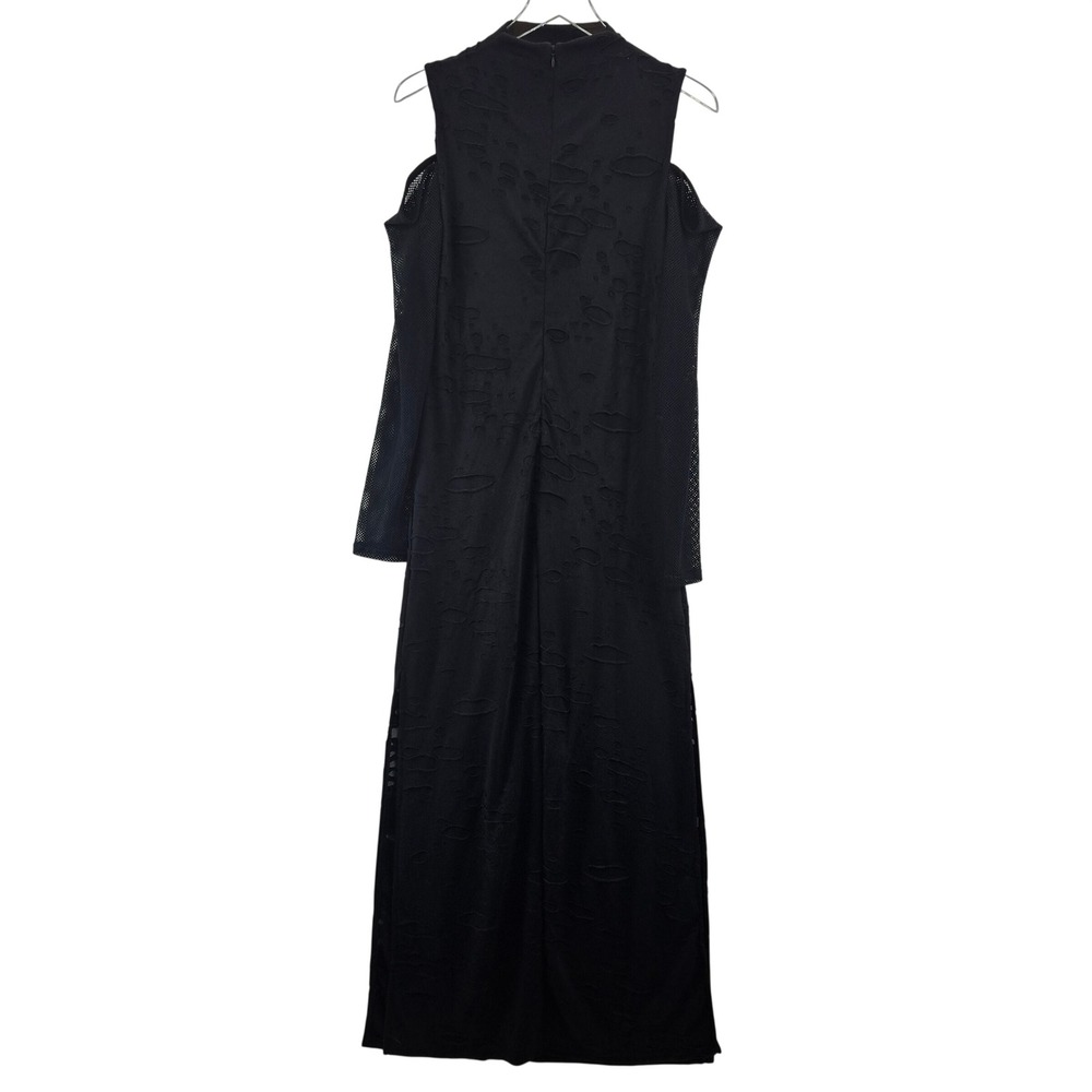 Killstar Black Distressed Burnout Cold Shoulder Mesh Maxi Dress Large Gothic